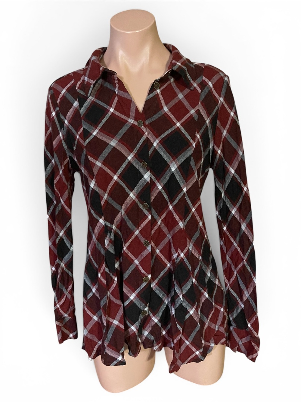 Soft Surroundings Shirt Womens M Plaid Wool Blend Button Down Shacket Blouse
